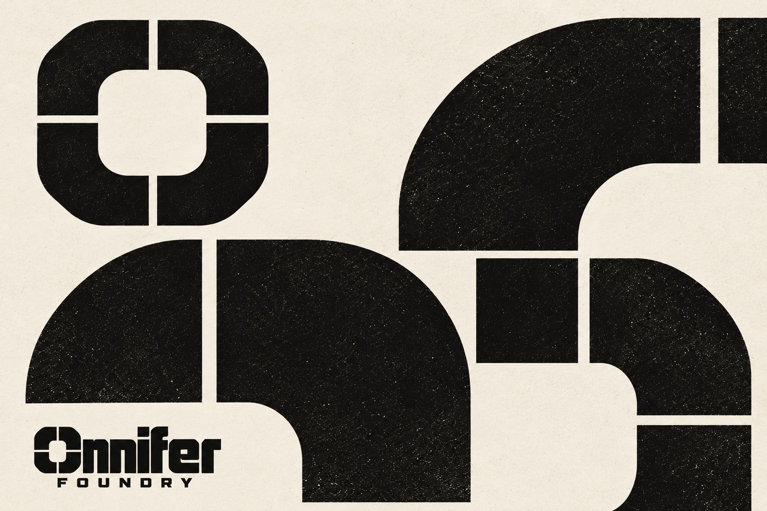 Onnifer Foundry: abstract black shapes on paper